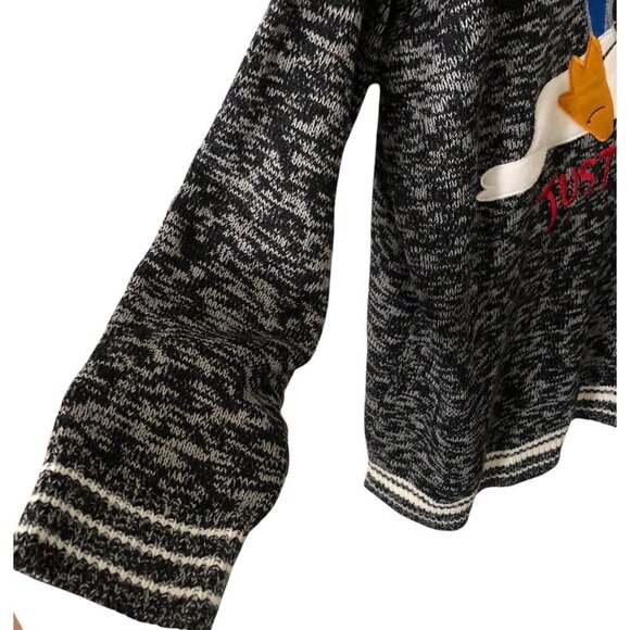 Women's 4XL Winter Just Chillin Penguin Skiing Sweater Blk & Gray - Picture 7 of 7